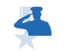 Blue icon of a person with cane and joint pain lines, symbolizing arthritis or chronic pain.