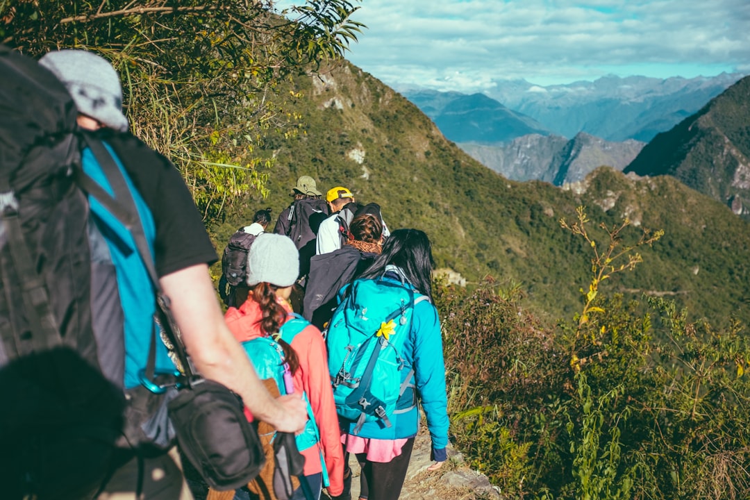 Group hiking on a mountain trail
